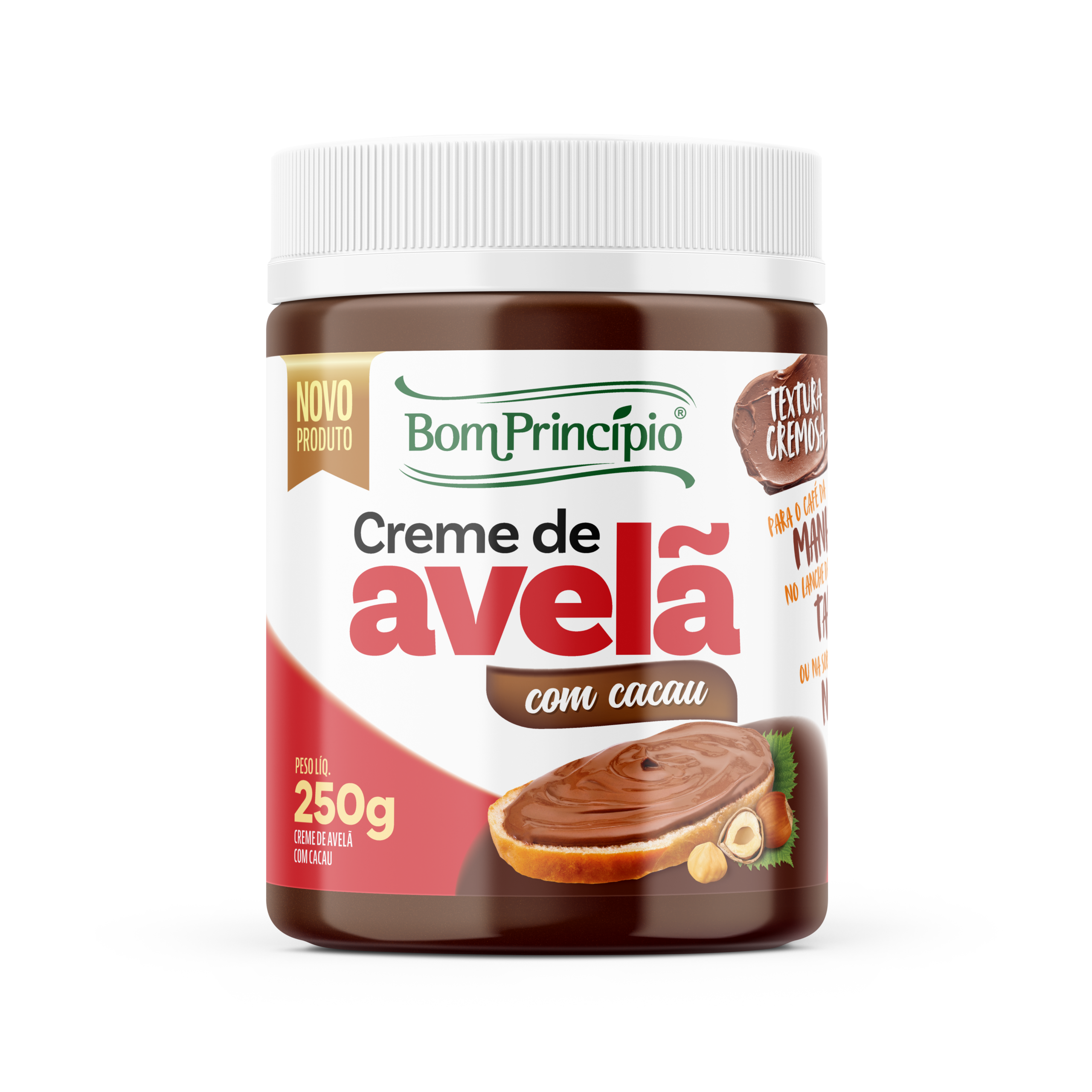 Mockup Creme de Avelã com Cacau 250g Bom Princípio