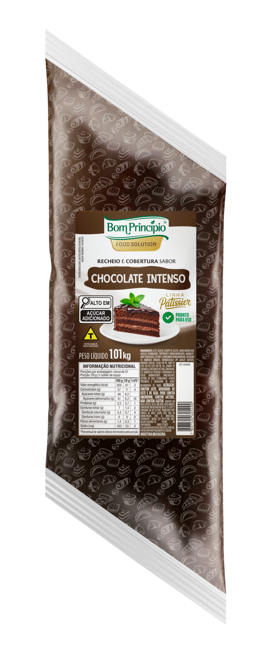 Mockup Recheio e Cobertura Sabor Chocolate Intenso Patissier 1,01kg Bom Princípio
